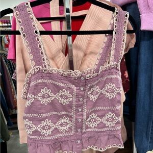 American Eagle Outfitters Purple Embroidered Crop Top